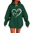 thumbnail image 2 of Hoodies for Women Ndbuld Women And Winter Casual Christmas Solid Round Neck Long Sleeve Pullover Blouse Sweatshirt Green 4XL, 2 of 5