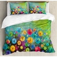 thumbnail image 3 of Flower Twin Size Duvet Cover Set, Dandelions Featured in Garden with Brushstrokes Watercolored Abstract Landscape Art, Decorative 2 Piece Bedding Set with 1 Pillow Sham, Multicolor, by Ambesonne, 3 of 3