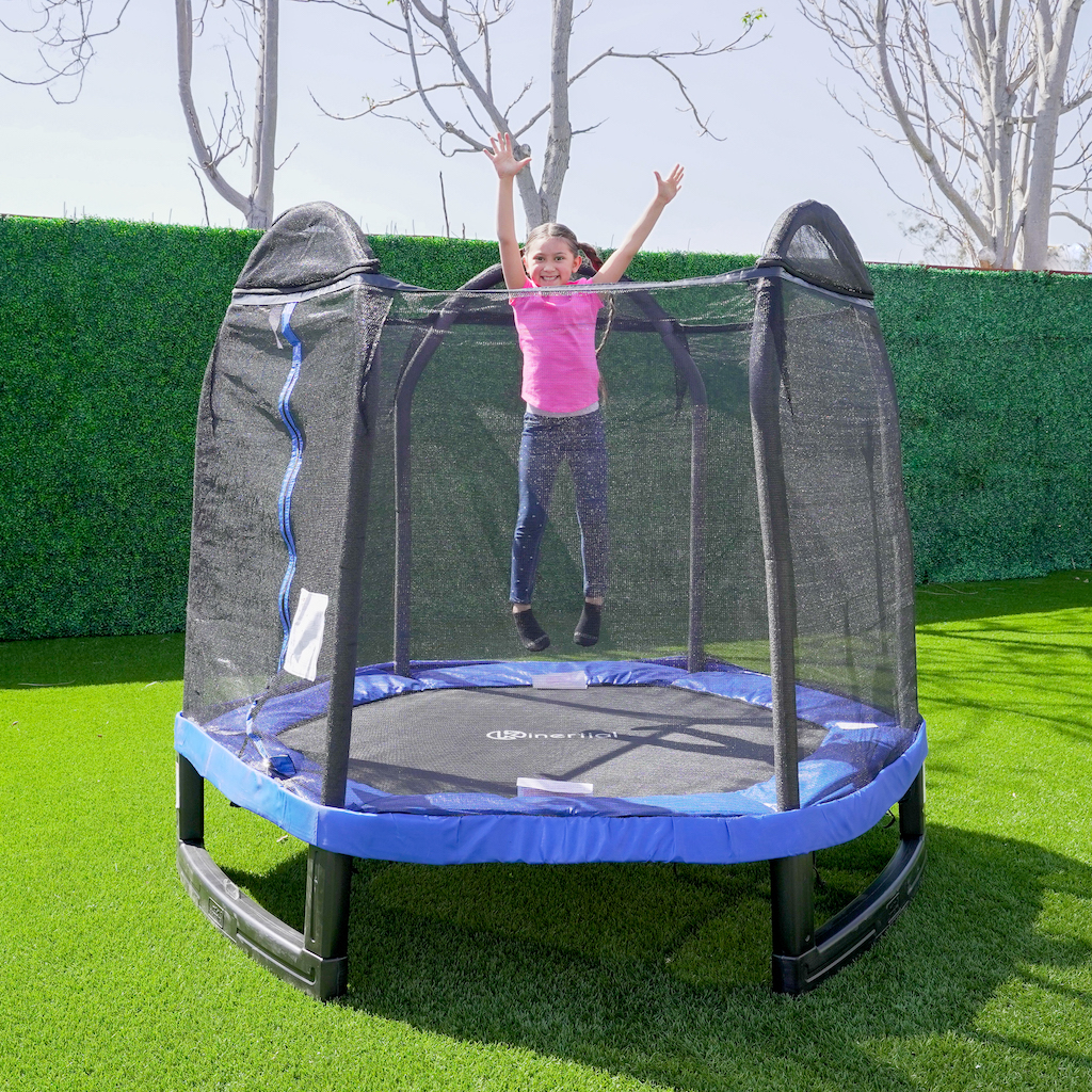 Kinertial 7 ft Hexagonal Kids Trampoline with Safety Enclosure Net (Ages 3 - 10) - image 2 of 9