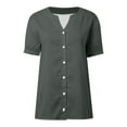 thumbnail image 3 of Ladies' New Top With A Small V Neck And Loose Buttons Casual Shirts for Women Summer Womens Button Front Shirts Womens Dress Shirts Long Sleeve Tall T Shirts Women Oversize Denim Shirt Colla Button, 3 of 4