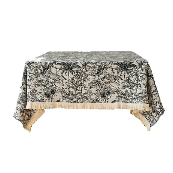 PuSpu Home Decoration Yarn Dyed Fabric Dining Table Coffee Table Cover Cloth Ethnic Style Tassel High End Tablecloth Home Indoor Ornament