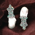 thumbnail image 2 of Natural Pearl Emerald,Diamond Gemstone 925 Sterling Silver Earrings, 2 of 3