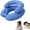 Blue-BU, variant on MMJ Inflatable Travel Neck Pillow Double Layer U Shape Press Pump with Milk Velvet Cover Washable Portable