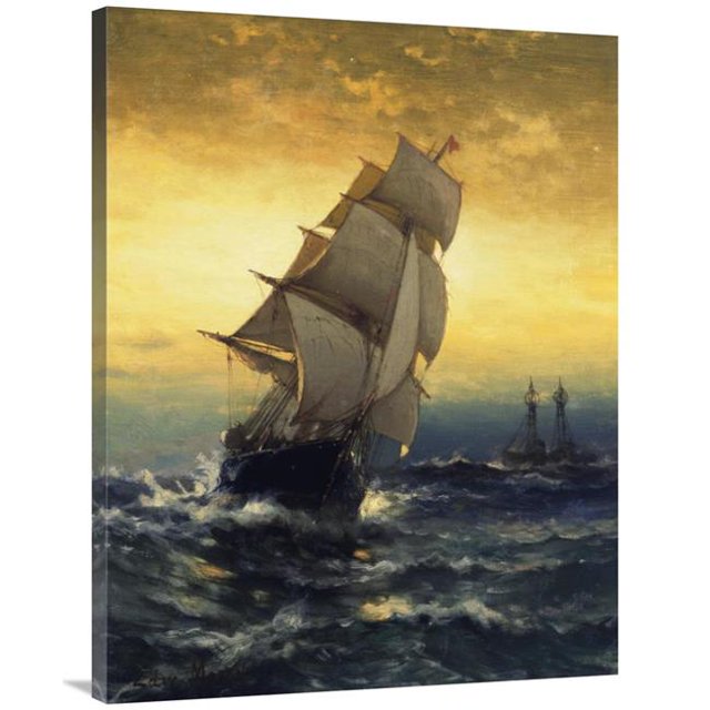 40 in. Passing Ambrose Lightship Art Print - Edward Moran