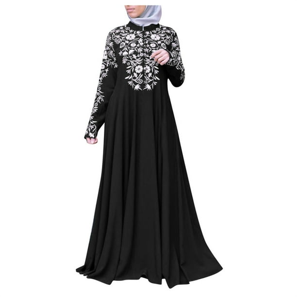 LOVZFMLL Fashion Women Muslim Dress Islamic Lace Stitching Long