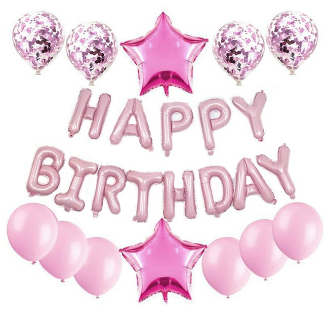 kurtrusly Birthday Aluminum Film Balloons Set Happy Birthday Party Star Balloons Decorations Props Kit