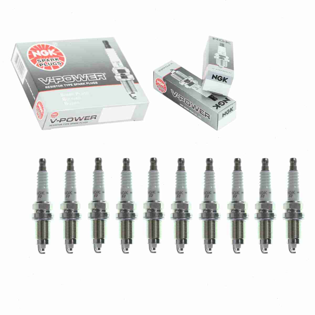 10 pc NGK 7252 V-Power Spark Plugs for 2412 2412-6 412 412C2 412S 5018 6717 7412 8115 82 82C2 E3.58 FR8VPP33U QJ16HR-U RC12LYC RC14E5 RFN14LY SP428 Ignition Wire Secondary