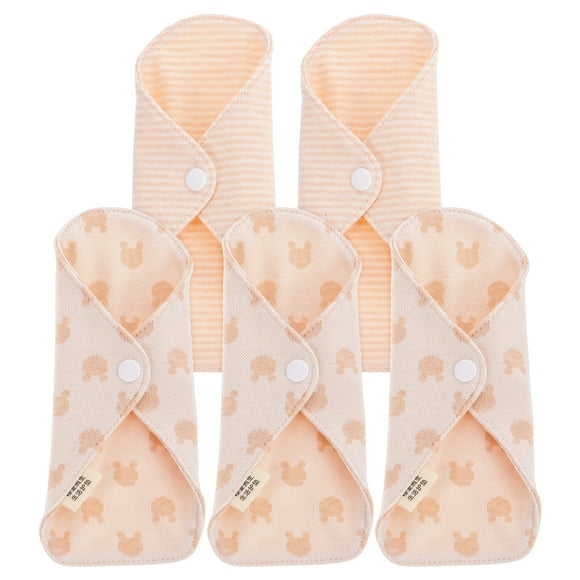 5 compresas higiénicas reutilizables de algodón, lavables y transpirables para mujer (estampado aleatorio).