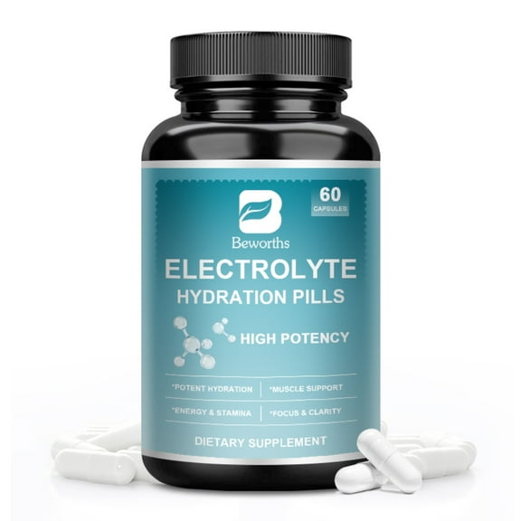Electrolyte Salt Capsules, Electrolyte Salts Hydration & Recovery Support Supplement for Sports, 60 Vegan Capsules