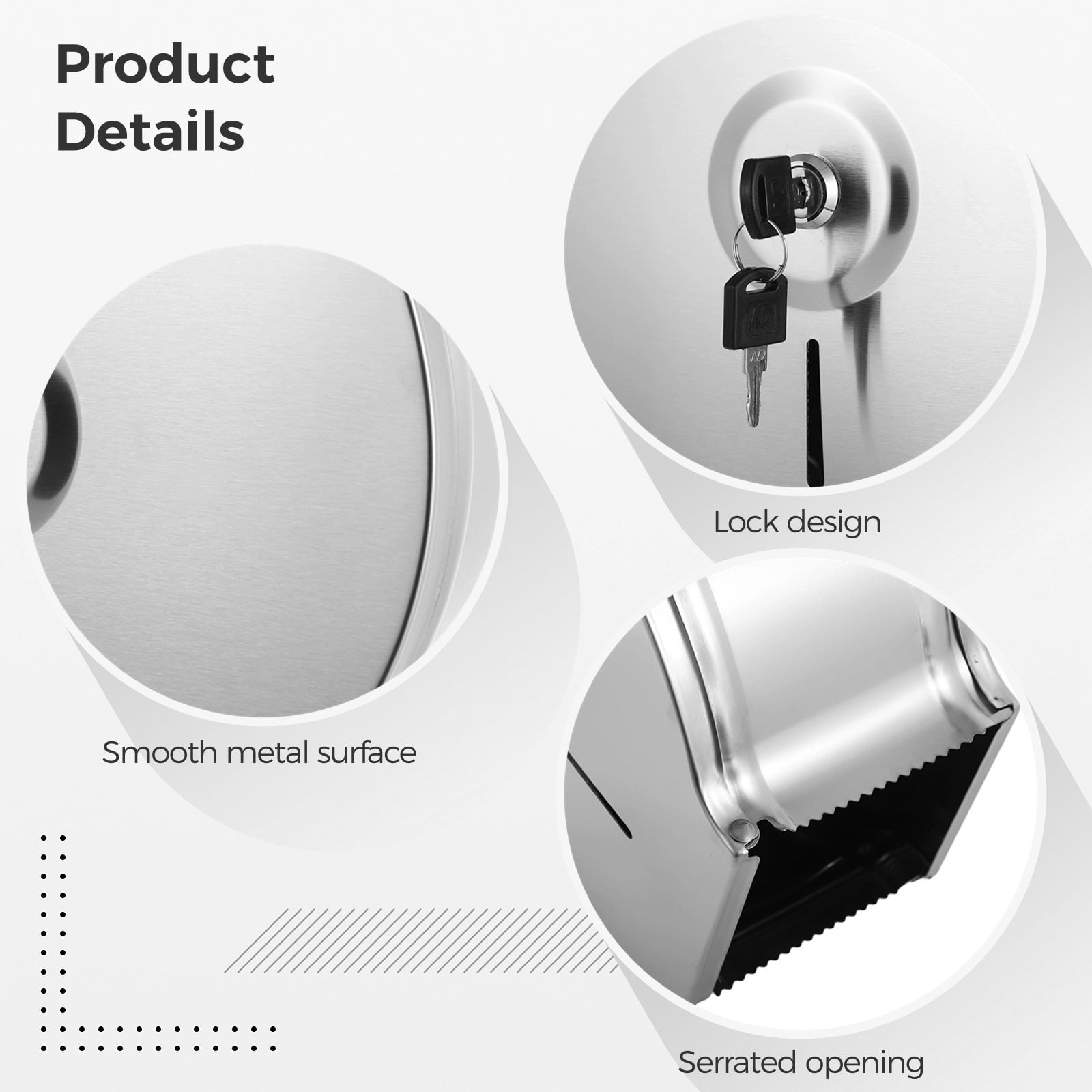 Commercial Jumbo Toilet Paper Dispenser, Wall Mount Stainless Steel 9.8 Inch Roll Toilet Paper Holder Bath Tissue Dispenser Lock Key