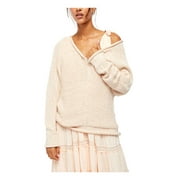 FREE PEOPLE Womens Beige Long Sleeve V Neck Sweater Size: M