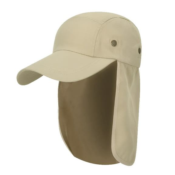 TELOLY Fishing Hat Sun Cap with Neck Cover Flap,Sun Protection Baseball Cap with Flap for Hiking Safari Men Upf50 ,Beige