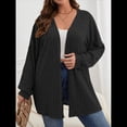 thumbnail image 4 of Cárdigan Extragrande para Mujer, Otoño e Invierno, Larga, Talla Grande, Capa Abierta Al Frente Negro 4XL, 4 of 7