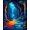 Blue Orange Red Multi, Pattern 10, variant on Design&I 8'x10' Washable Area Rug Pixel Volcano Landscape Blocky Cube Terrain Interlocking Block for Dining Room, Large Office, Lounge, Snag-Free