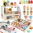 thumbnail image 1 of Set de juguetes para helados Peccera, 46 piezas, juego de madera con dinero, 1 of 7