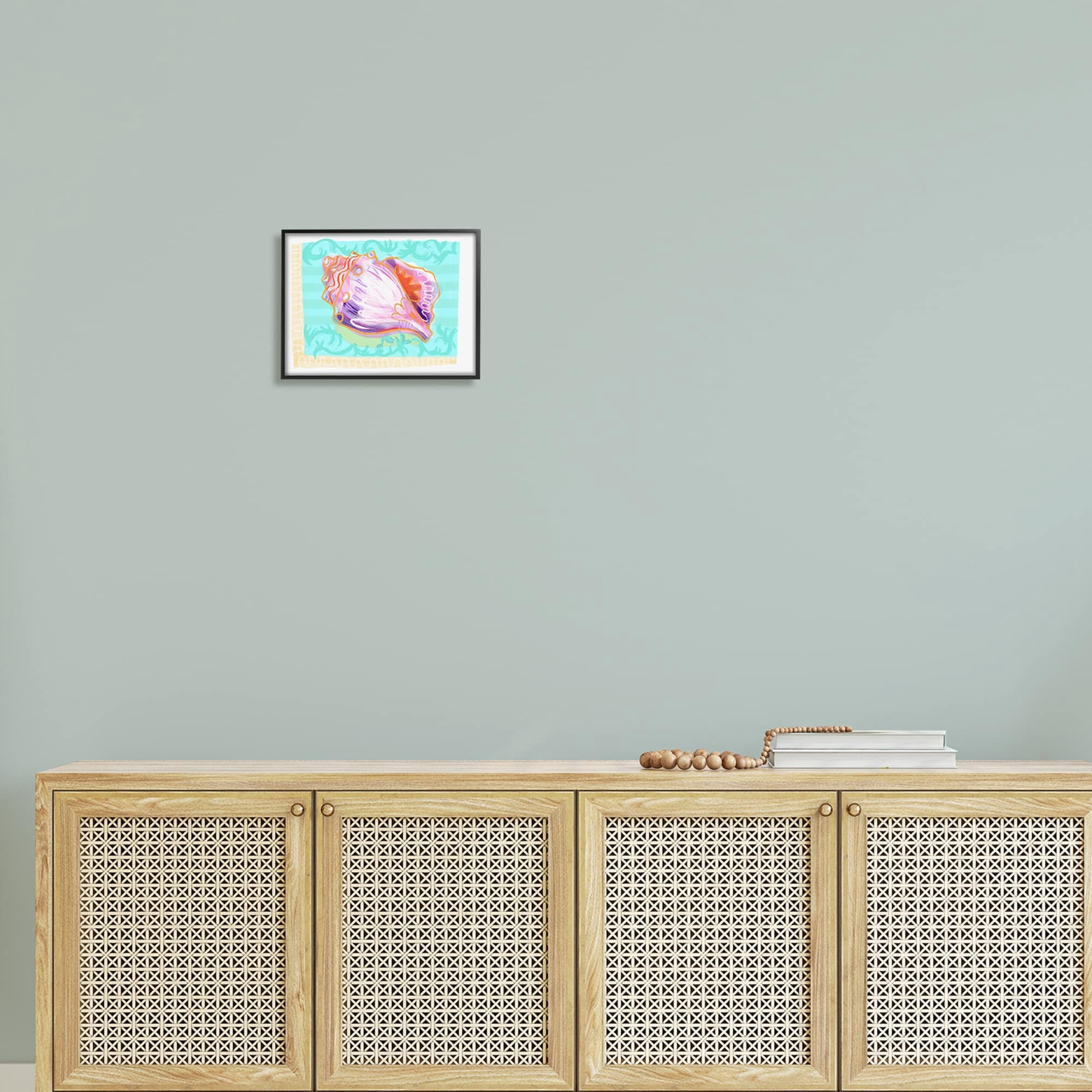 Stupell Industries Patterned Conch Seashell Illustration Nautical Sea Life Graphic Art White Framed Art Print Wall Art, Design by unknown