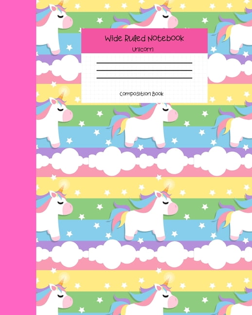 wide ruled notebook unicorn composition book student