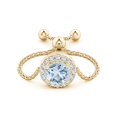 thumbnail image 2 of Angara Natural 0.4 Ct. Aquamarine with Diamond Halo Ring in 14K Yellow Gold for Women (Ring Size: 12), 2 of 9