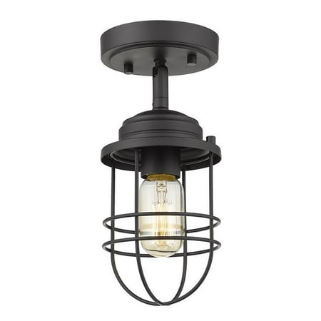 Golden Lighting 9808 Sf Blk 5 In Seaport 1 Lights Black Semi