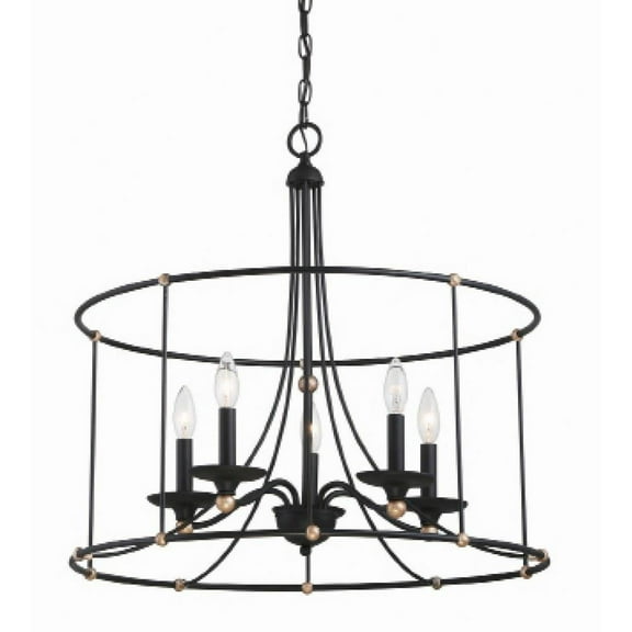 Chandelier 5 Light Farm House White/Gilded Gold Steel 24 inches Tall By 25 inches Wide-Sand Coal/Skyline Gold Finish Bailey Street Home 57-Bel-4237627