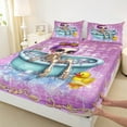thumbnail image 3 of Feelyou Gothic Witch Skeleton Twin Sheet Sets, Purple Sequin Print Twin Fitted Sheet, Fairy Tale Flat Sheet, Breathable Home Decor, 3 Pieces, 3 of 7