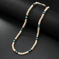 thumbnail image 1 of 1pcs men's surfer necklace white coconut shell + black beads, 1 of 4