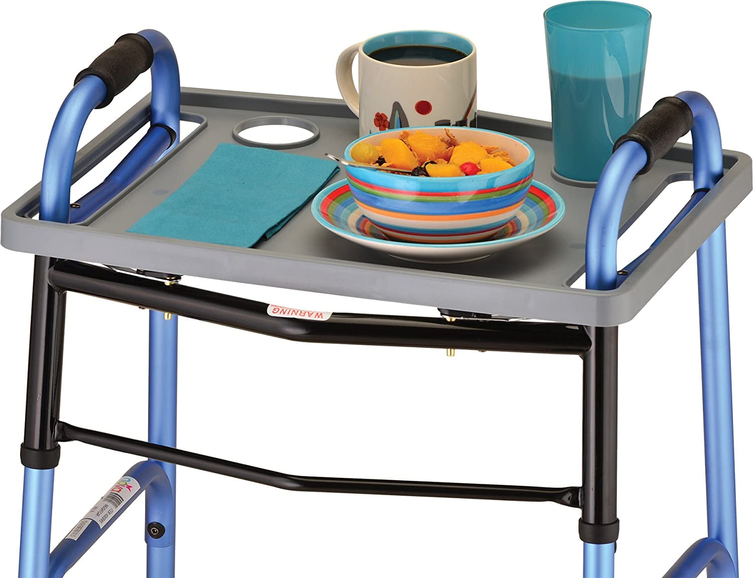 NOVA Walker Tray, Food Tray with 2 Cup Holders for Folding Walker, Fits on Most Folding Walkers