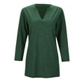 thumbnail image 3 of yunLCZ Women's Button Down Shirts Womens Casual 3/4 Sleeve Shirts V Neck Cute Tunic Tops Basic Solid Tees Blouses Casual Daily Summer Tees Going Out Fashion Clothes, 3 of 4