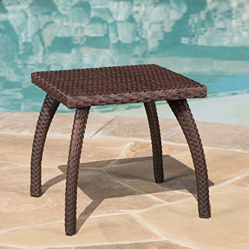 Great Deal Furniture 296727 Woodridge Outdoor Brown Wicker Accent Table 