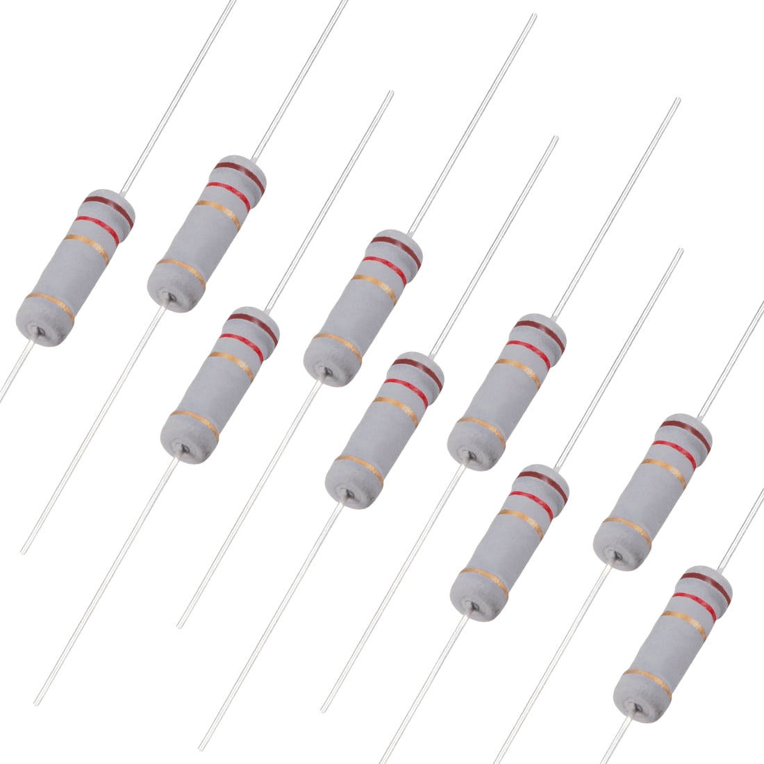 200pcs 10 Values Carbon Film Resistors 910-4.7M 5/% 1W Assortment Set