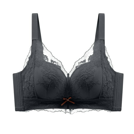 Gnurob Womens Lace Bralette  Sexy Lace Bra Push Up Bralettes Plus Size No Underwire Bras Hide Back Fat Underwear Adjustable Straps lingerie for Women Clearance Saving Black Small