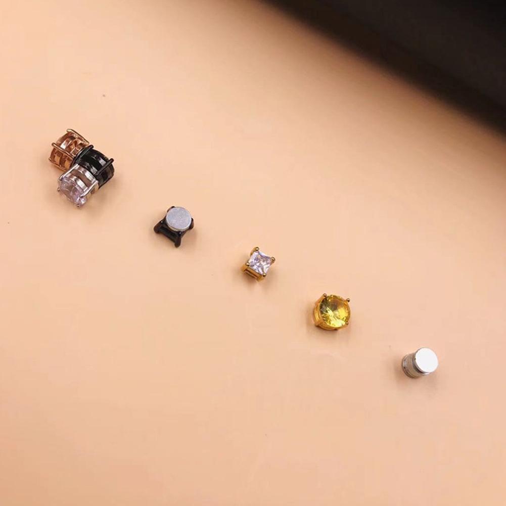 Mens Clip On Earrings Non-Piercing Zircon Magnetic Stud Women Crystal Ear V5X6 - image 5 of 9