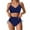 Navy, variant on Huowey Women Swimwears High Waisted Bikini Sets Drawstring Swimsuits Crisscross Tie Back Bathing Suit Resort Swim Wear Honeymoon Cruise Trendy Wear