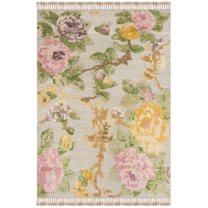 SAFAVIEH Kenya Natalee Floral Braided Fringe Area Rug, Pink/Grey, 8' x 10'