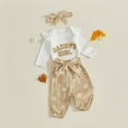 thumbnail image 3 of TOWED22 Newborn Baby Girl Outfits Print Romper Pants 3pcs Print Clothes Set Fall Winter Newborn 0 3 6 9 12 18 24 Months Clothing Set,Color: Khaki,Size:18-24 M, 3 of 4
