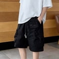thumbnail image 3 of Boys Black Cargo Shorts Stretch Lightweight with Adjustable Drawstring & Zipper Pockets, Durable Active Casual Shorts for Boys 5-15 Years,Size 12-13 T, 3 of 6