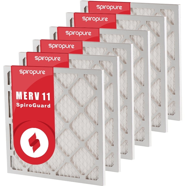 6 Pack Made in USA SpiroPure 20X22X1 MERV 11 Pleated Air Filters
