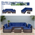 thumbnail image 2 of Kadyn Conversation Patio Porch Loveseat Chairs Furniture Set, Patio Furniture Sets 6 Pieces Patio Rattan Furniture Set with Cushions and Glass Coffee Table-Navy, 2 of 8