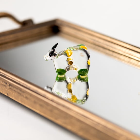 Roman Cotton Candy Bull with Black Horns Crystal Figurine - 2.25"