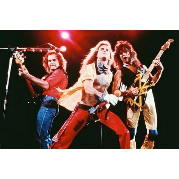 Van Halen David Lee Roth Barechested Eddie Iconic Concert Guitars 24x36 Poster