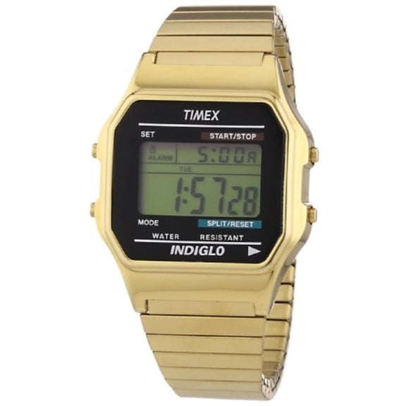 T78677 Men's Digital Chronograph Gold Tone Stainless Steel Expansion Bracelet Alarm Watch