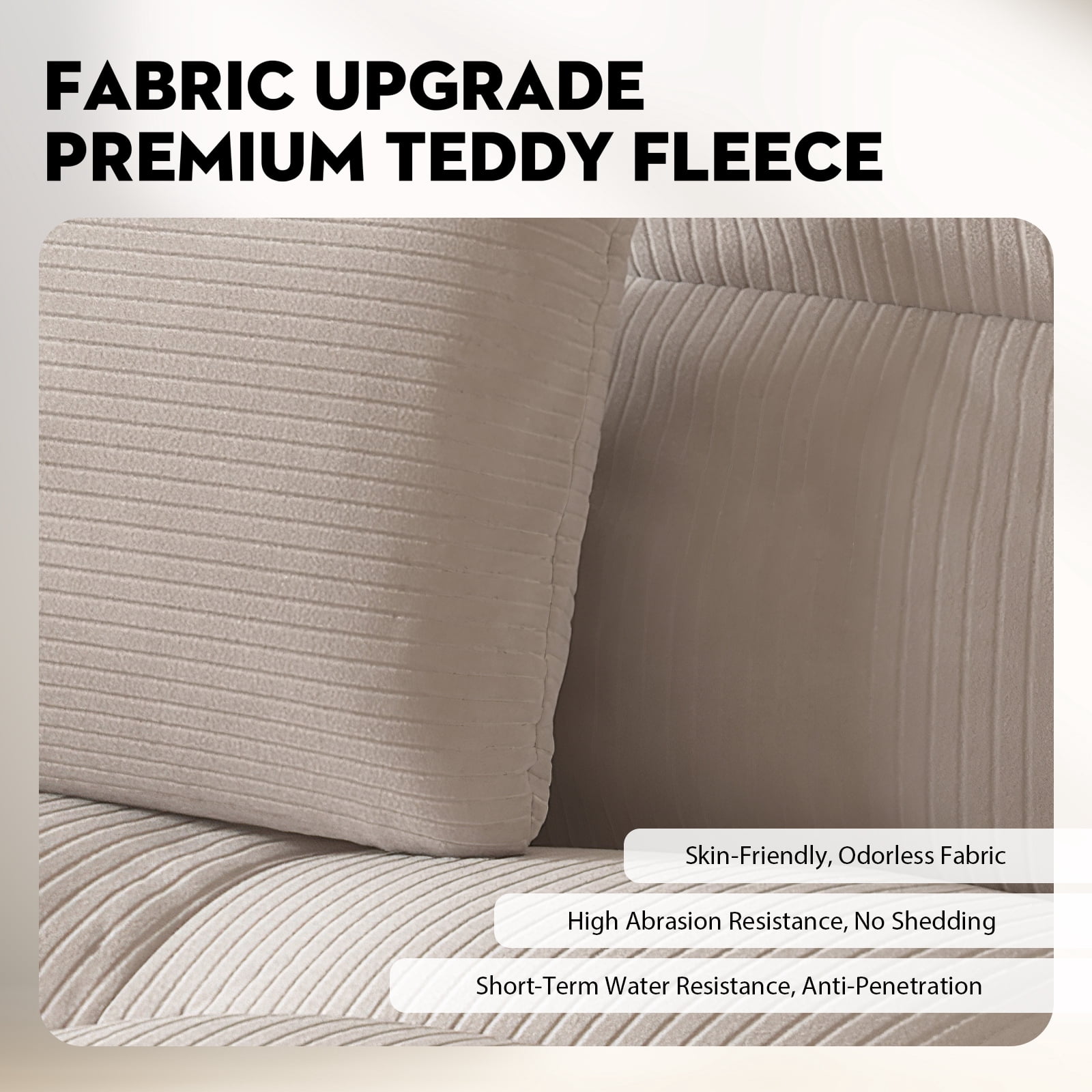 COMHOMA Convertible Futon Sofa Bed Upholstered Futon Couch Corduroy Sleeper Sofa,Cream White