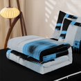 thumbnail image 5 of Castle Fairy Minimalist Geometric Block Zipper Twin Comforter Sets with Fitted Sheet and 2 Pillowcases,Watercolor Vertical Streak Zipper Bedding Set,Black Skyblue Ash,Reversible, 5 of 7