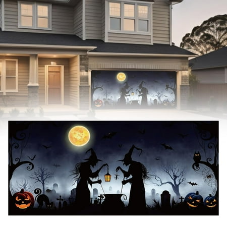 

Home Wall Stickers Garage Friends Halloween 2024 New Halloween Garage Door Cover Garage Door Halloween