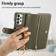 thumbnail image 2 of ELEHOLD Case for Samsung Galaxy A53 5G, RFID Blocking Zipper Leather Wallet Stand Case with Card Slot & Wrist Strap & Ring Holder,Midnightgreen, 2 of 10