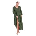 thumbnail image 4 of Aosijia Summer Maxi Dresses for Women Casual Button Up Long Puff Sleeve V Neck Long Dress Casual Loose Tiered Shirt Dresses, 4 of 7