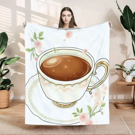 Durable Soft & Warm Flannel Blanket - Cozy Floral Pattern Design for Sofa Travel Bed & Chair - Perfect for Elegance & Comfort