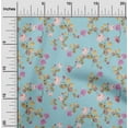 thumbnail image 1 of oneOone Cotton Jersey Sky Blue Fabric Flower & Leaves Watercolor Sewing Craft Projects Fabric Prints By Yard 58 Inch Wide, 1 of 4