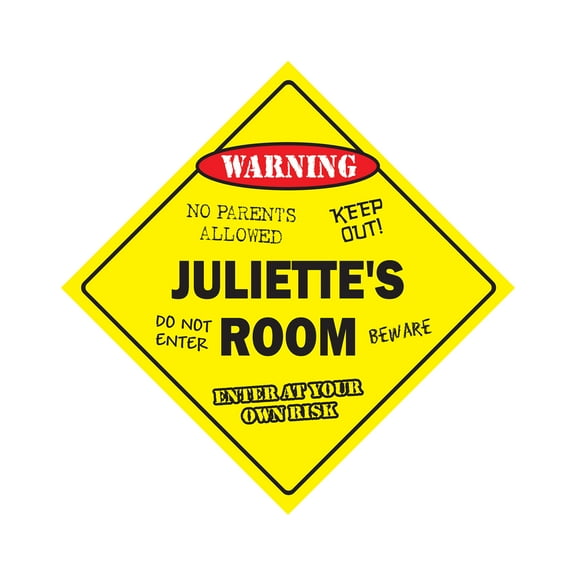 Juliette's Room Sign Crossing Zone Xing | Indoor/Outdoor | 20" Tall kids bedroom decor door children's name boy girl