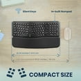 thumbnail image 4 of Perixx PERIBOARD-636B US, Wireless Ergonomic Compact USB Keyboard - Wireless 2.4G Technology - Build-in Number Pad - Detachable Wrist Rest - - Silent Typing - Black, 4 of 8